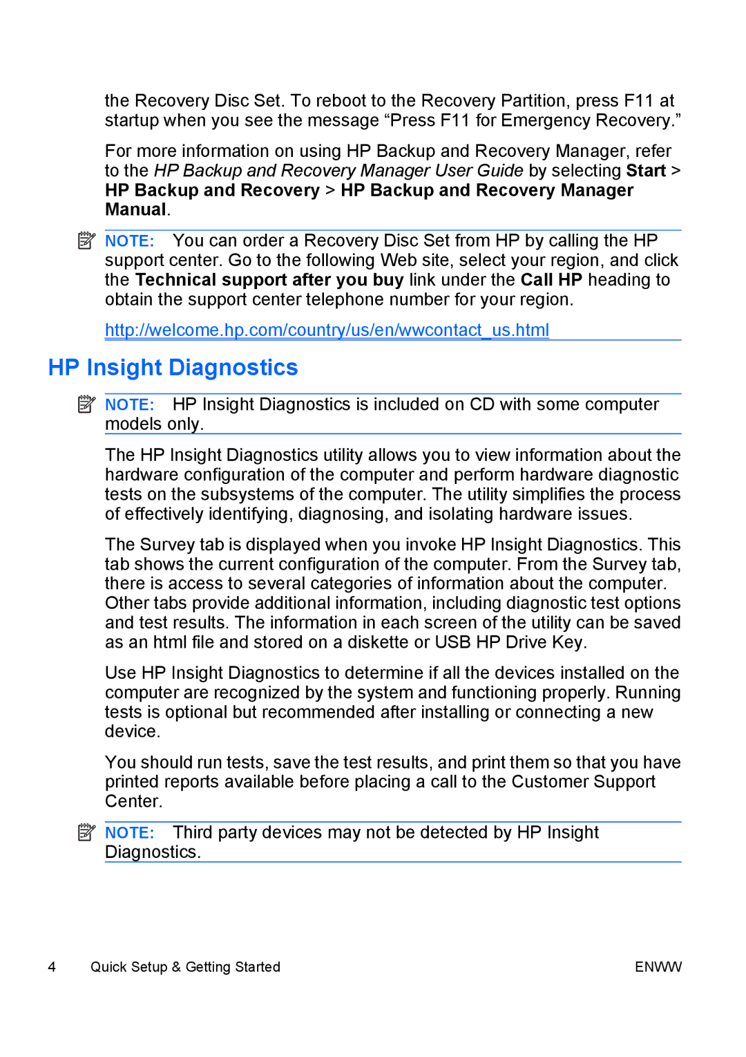 HP dc5700 manual HP Insight Diagnostics 