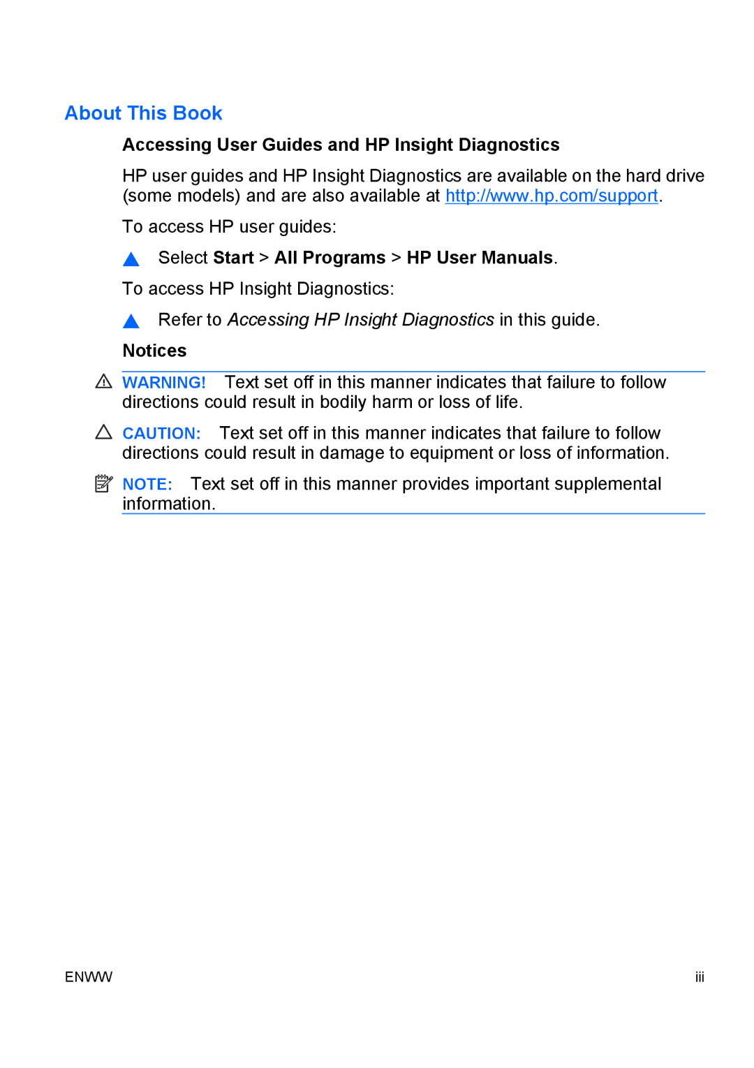 HP dc5700 manual About This Book, Accessing User Guides and HP Insight Diagnostics 