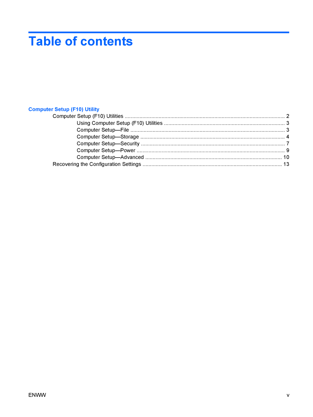 HP dc5700 manual Table of contents 