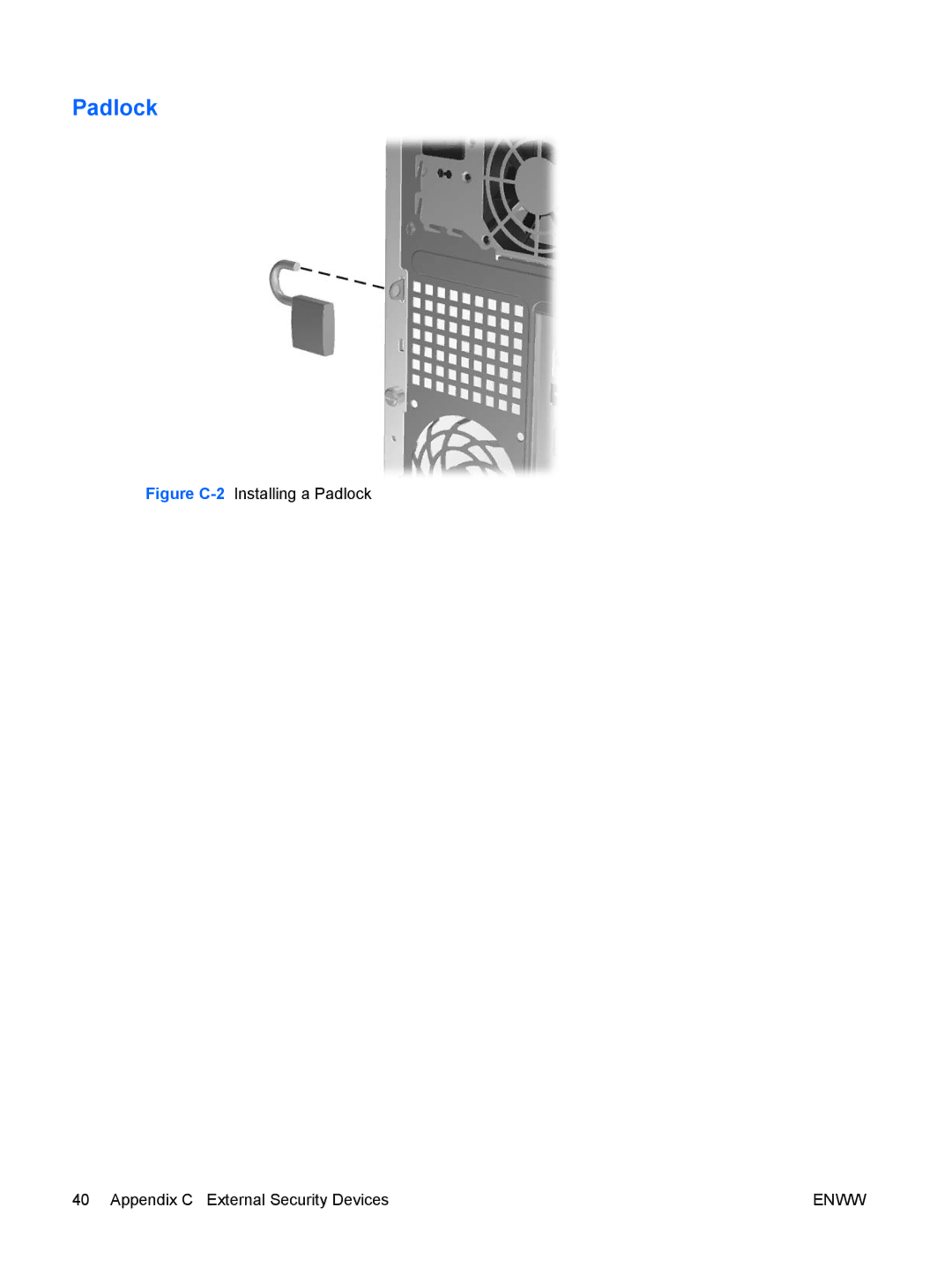 HP dc5700 manual Padlock 