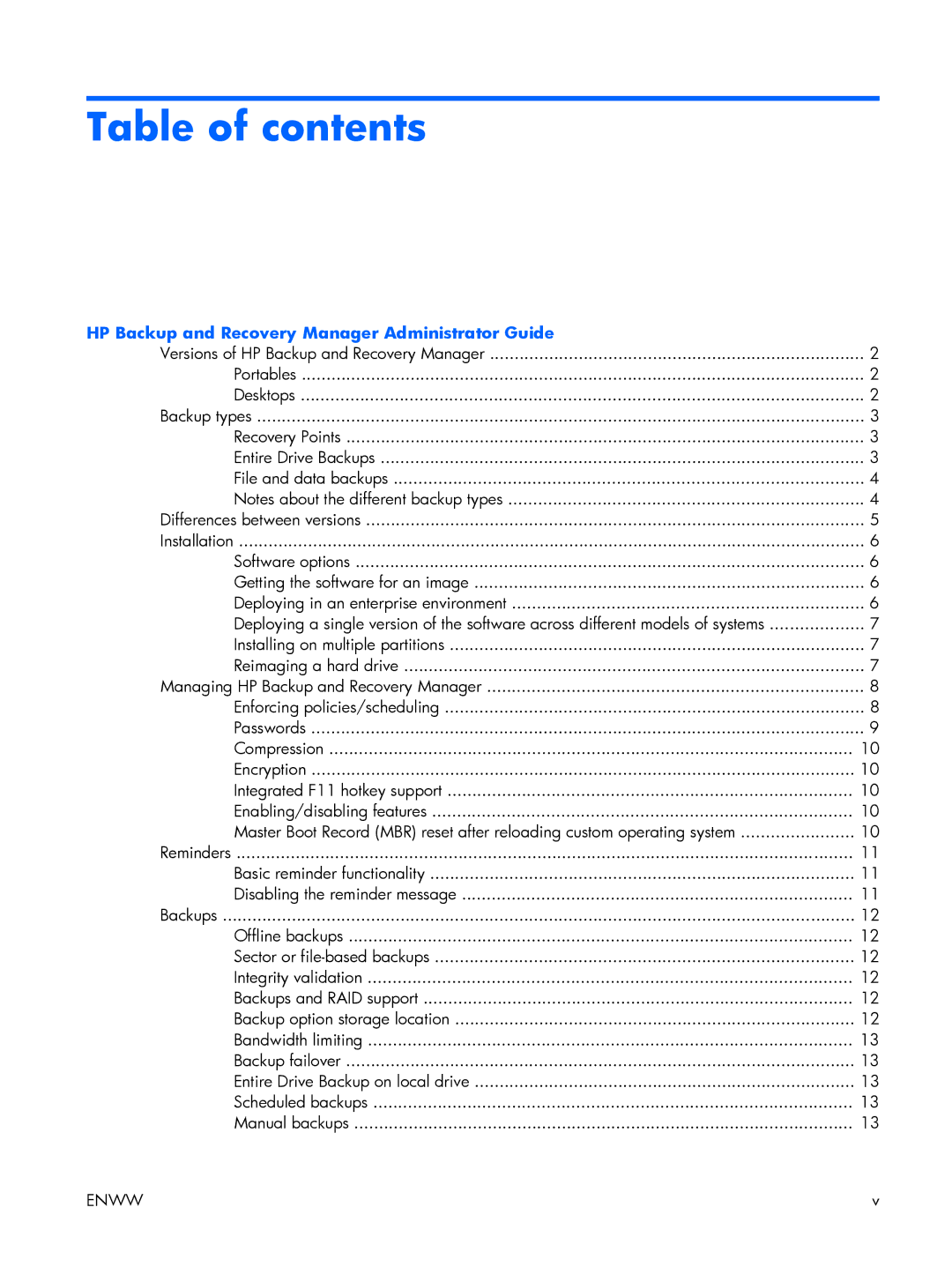 HP dc5700 manual Table of contents 