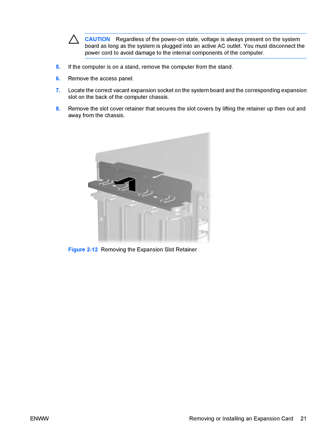 HP dc5700 manual 12Removing the Expansion Slot Retainer 