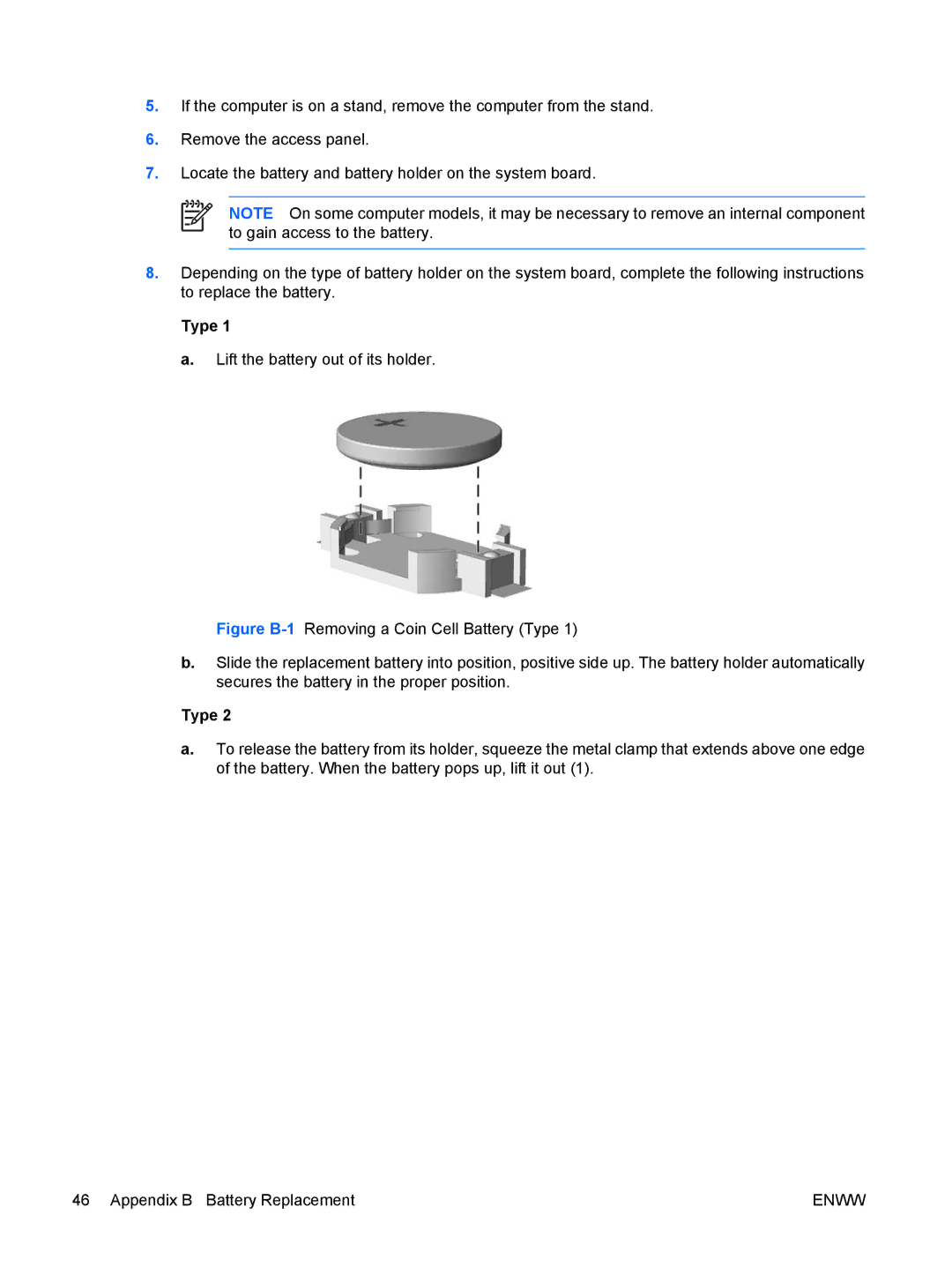 HP dc5700 manual Type 