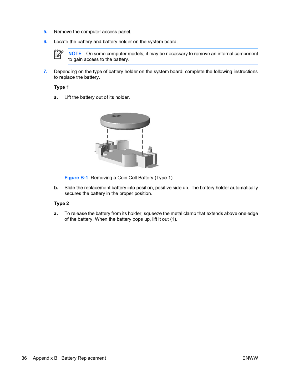 HP dc5750 manual Type 