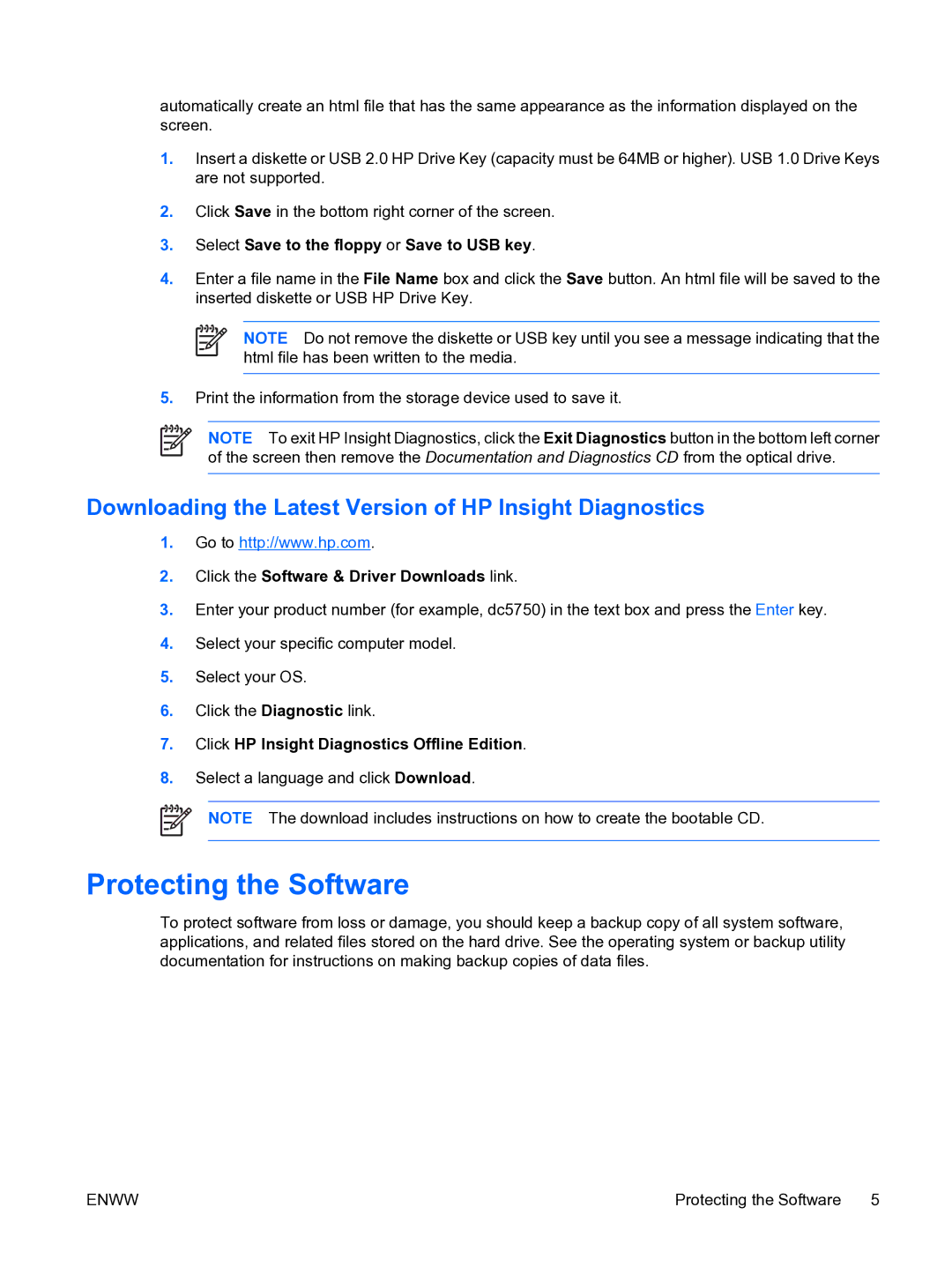 HP dc5750 manual Protecting the Software, Select a language and click Download 