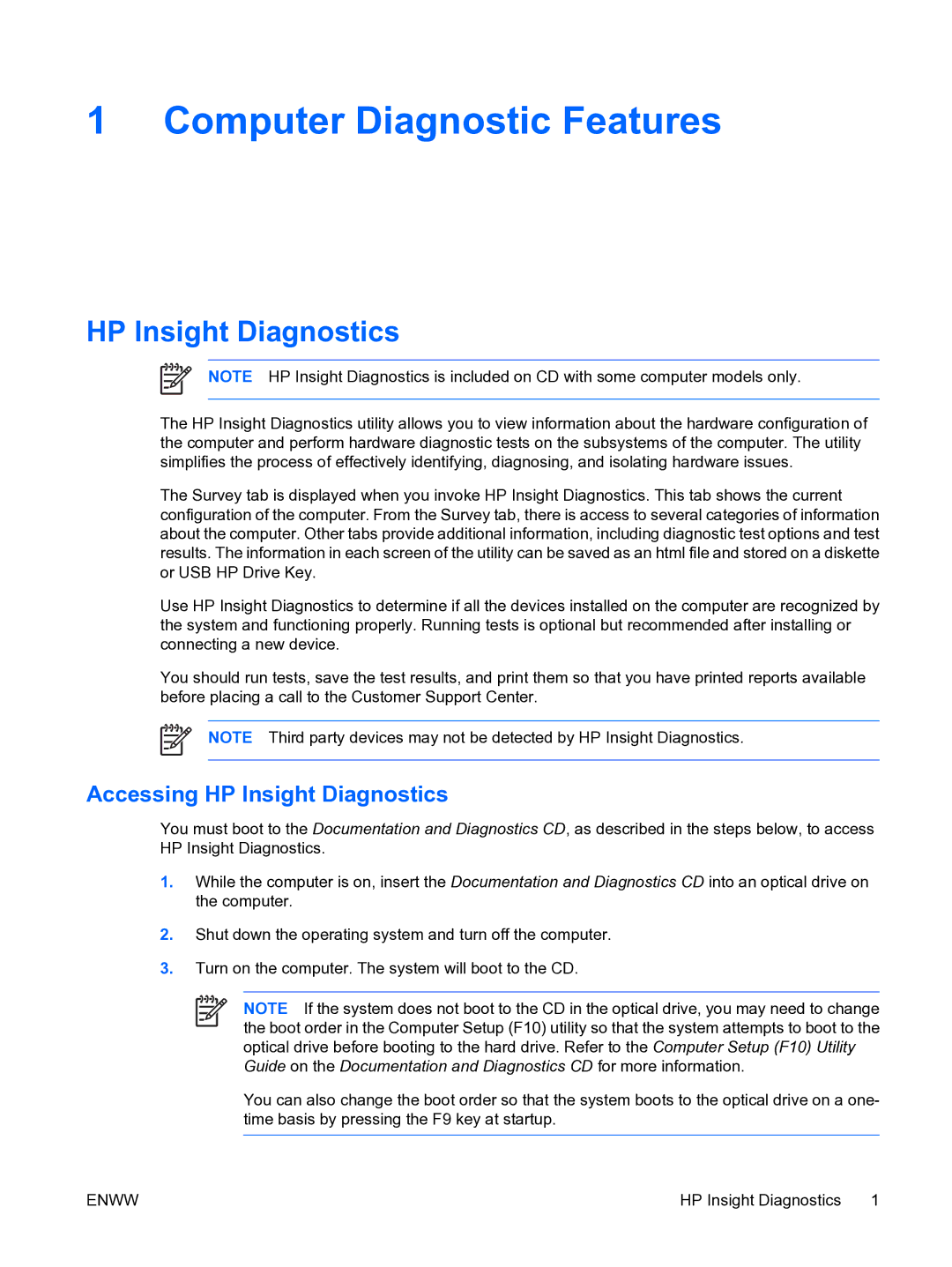 HP dc5750 manual HP Insight Diagnostics 