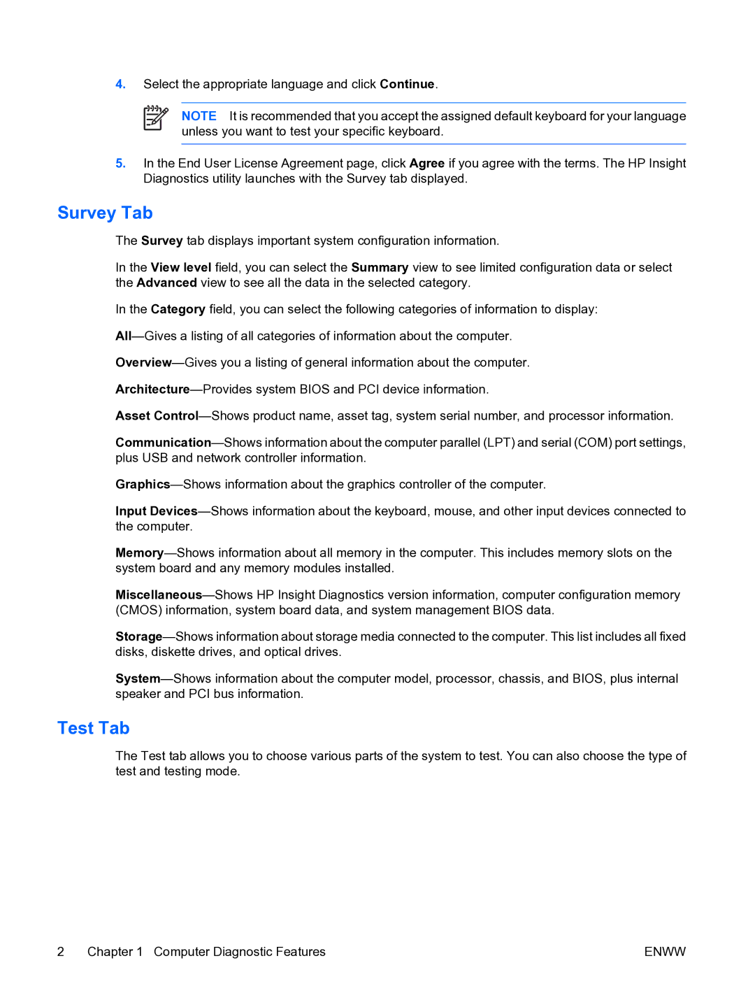 HP dc5750 manual Survey Tab 