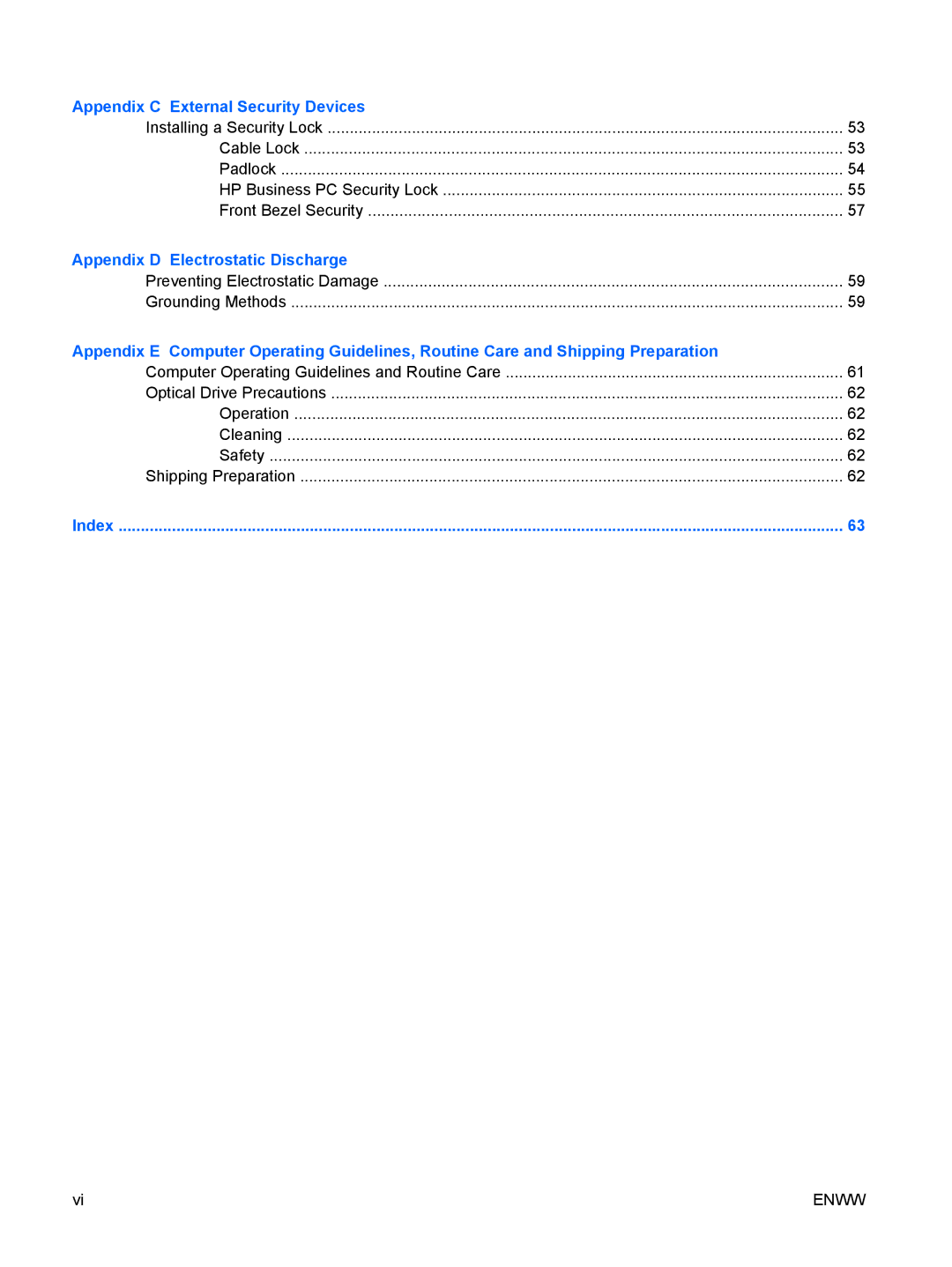 HP dc5800 manual Appendix D Electrostatic Discharge 