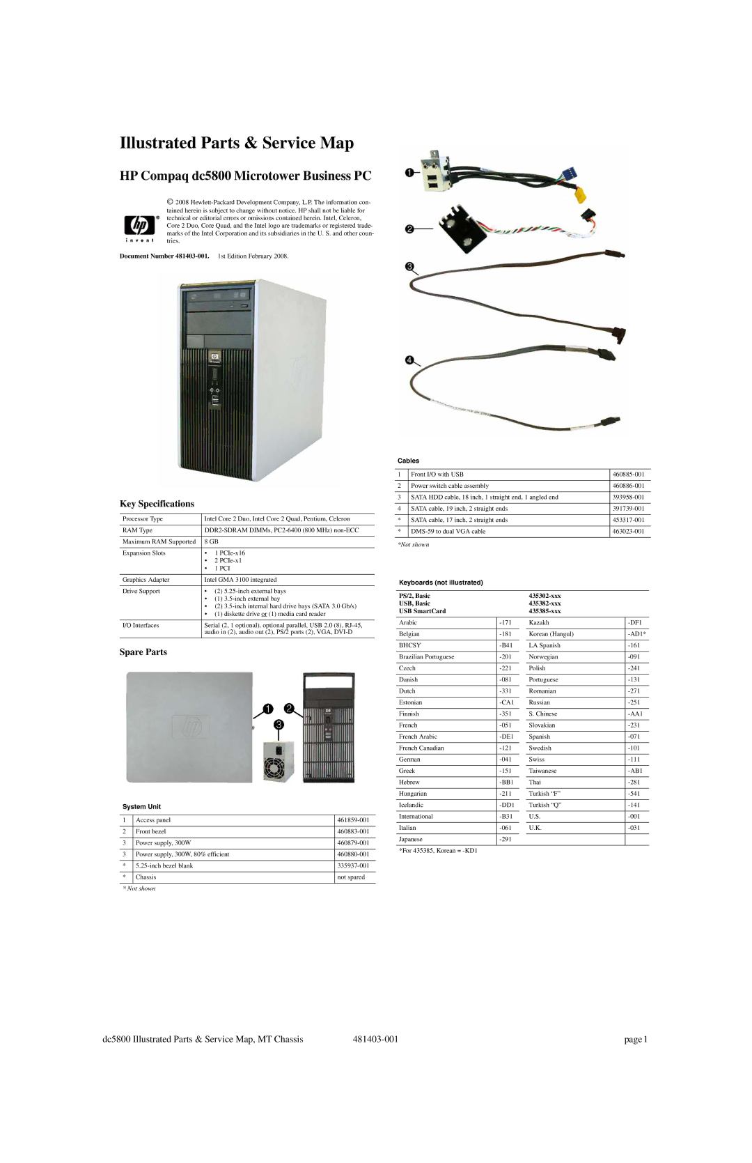 HP manual Hardware Reference Guide dc5800 Microtower Model 