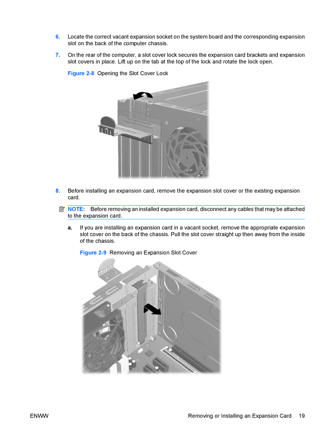 HP dc5800 manual 9Removing an Expansion Slot Cover 