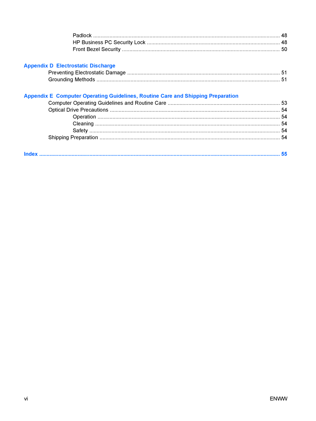 HP dc5800 manual Appendix D Electrostatic Discharge 