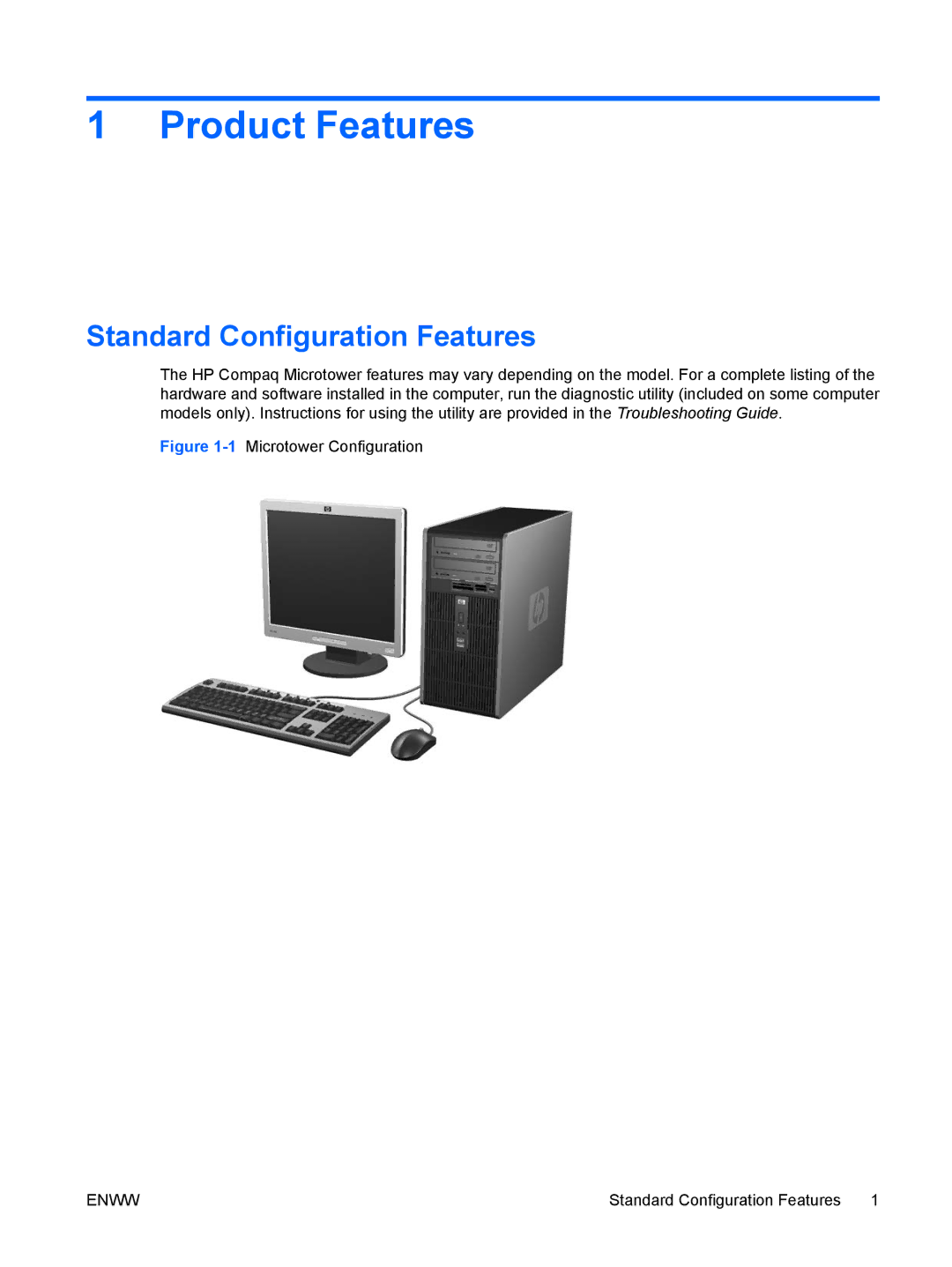 HP dc5800 manual Product Features, Standard Configuration Features 