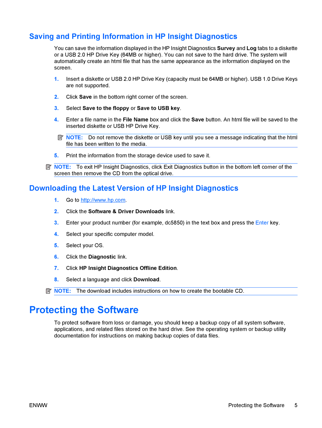 HP dc5850 manual Protecting the Software, Select a language and click Download 