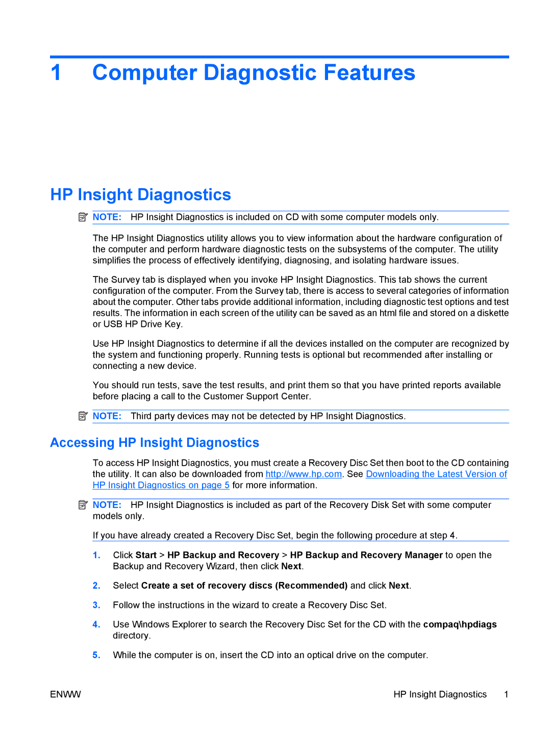 HP dc5850 manual HP Insight Diagnostics 