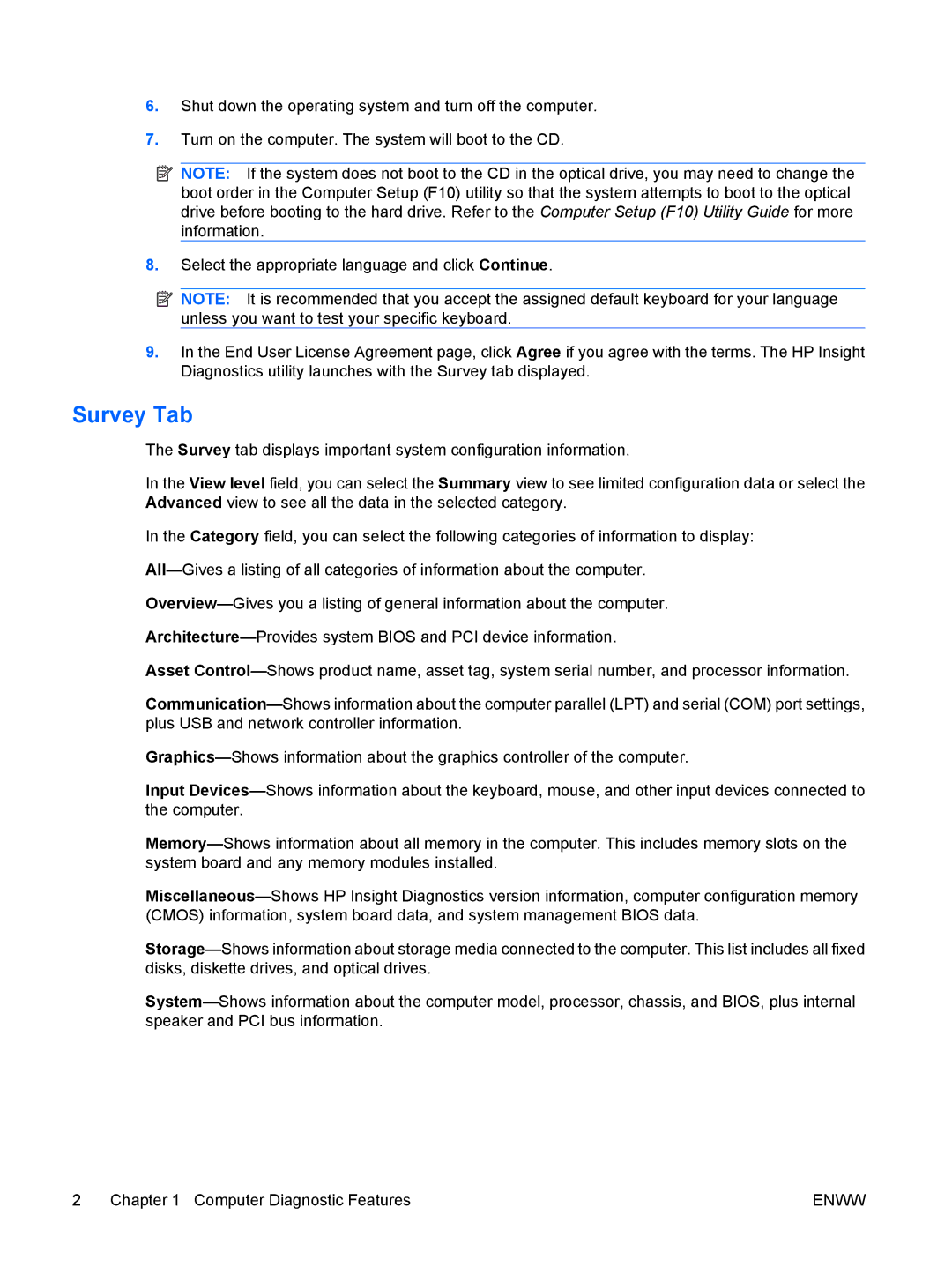 HP dc5850 manual Survey Tab 