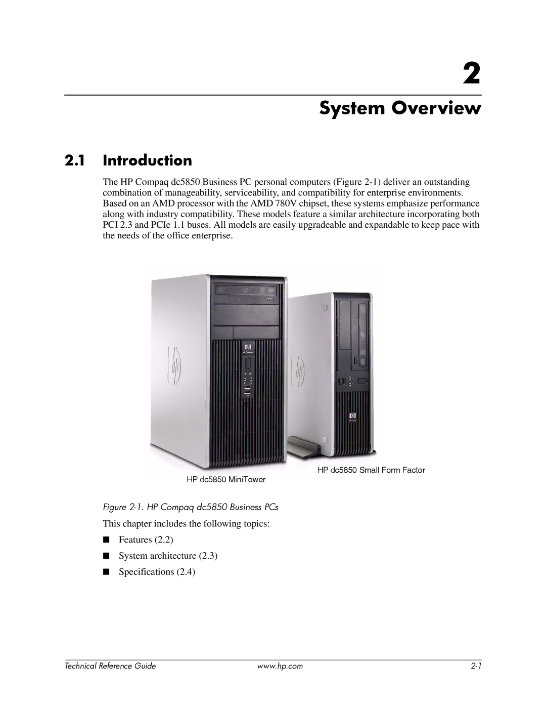 HP dc5850 manual System Overview, Introduction 