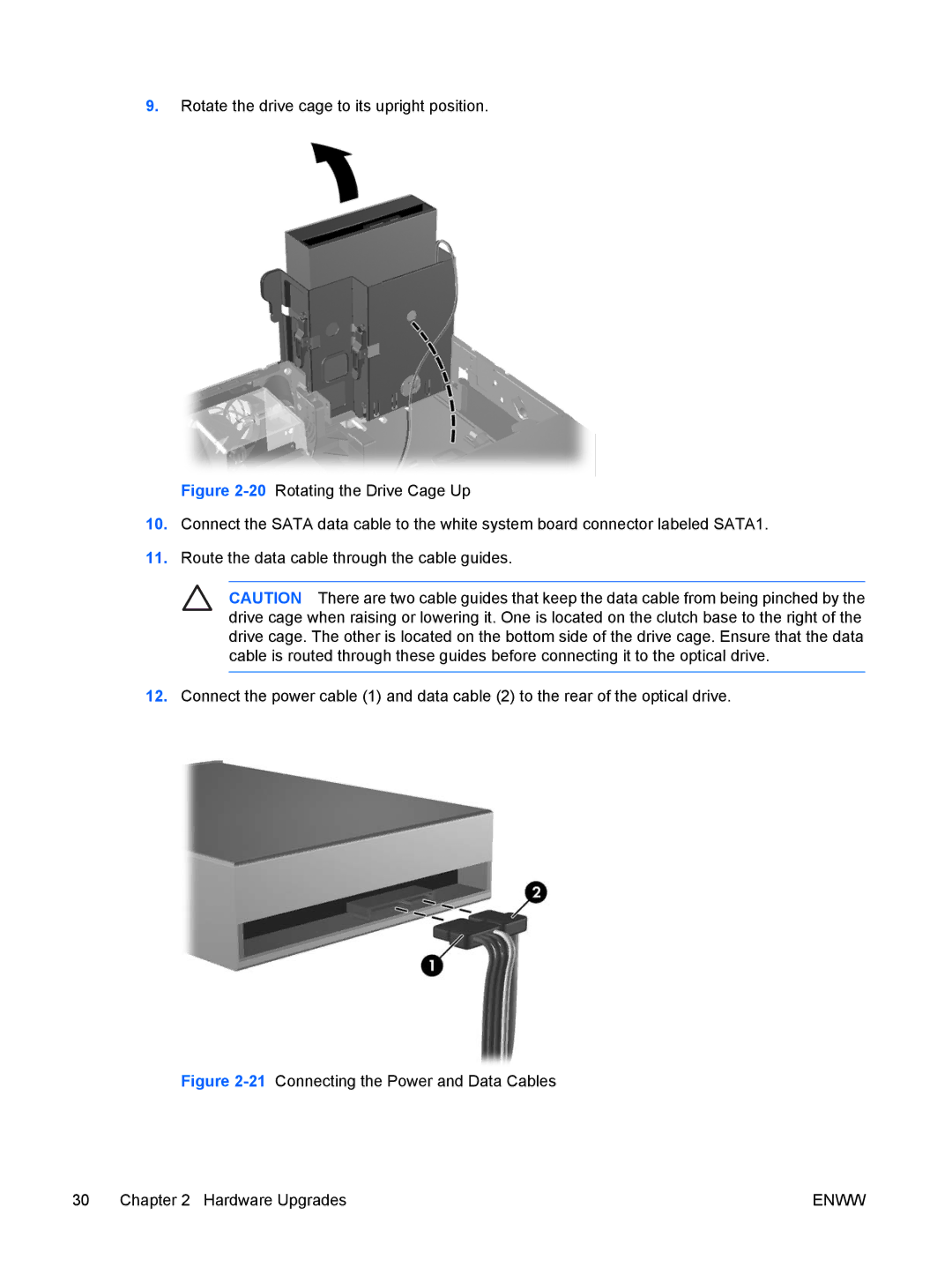 HP dc72 Client manual 21Connecting the Power and Data Cables Hardware Upgrades 