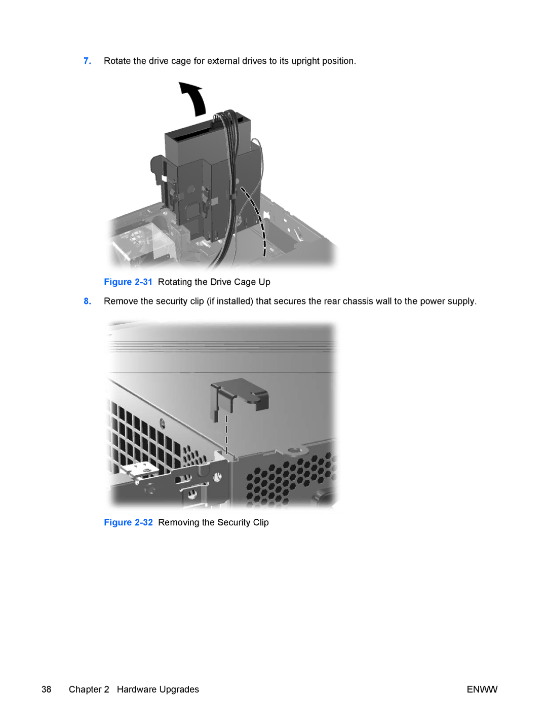 HP dc72 Client manual 32Removing the Security Clip Hardware Upgrades 