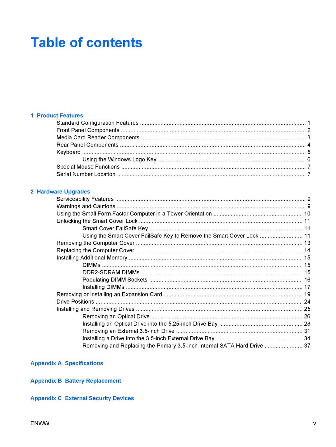 HP dc72 Client manual Table of contents 