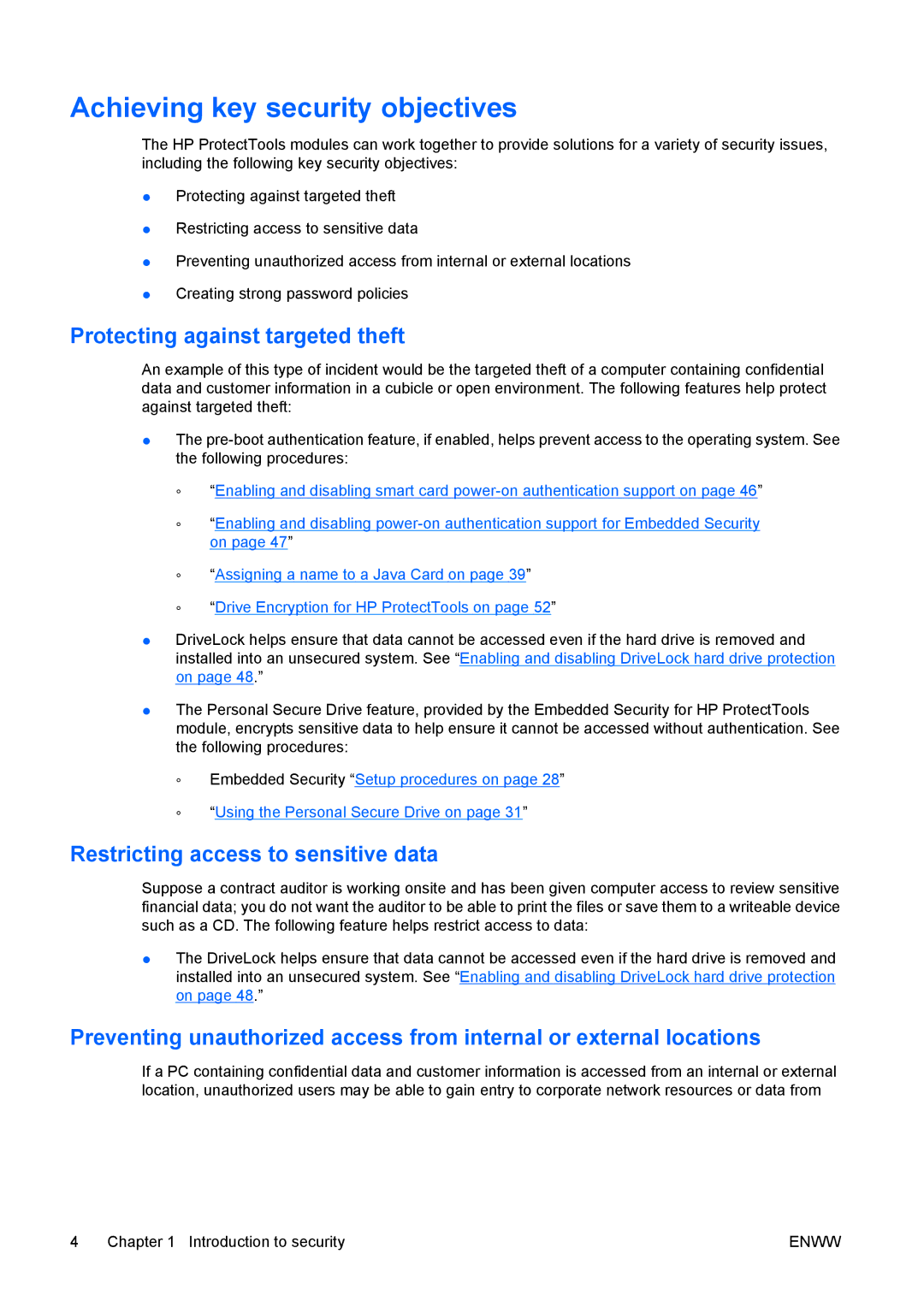 HP dc73 Blade Client manual Achieving key security objectives, Protecting against targeted theft 