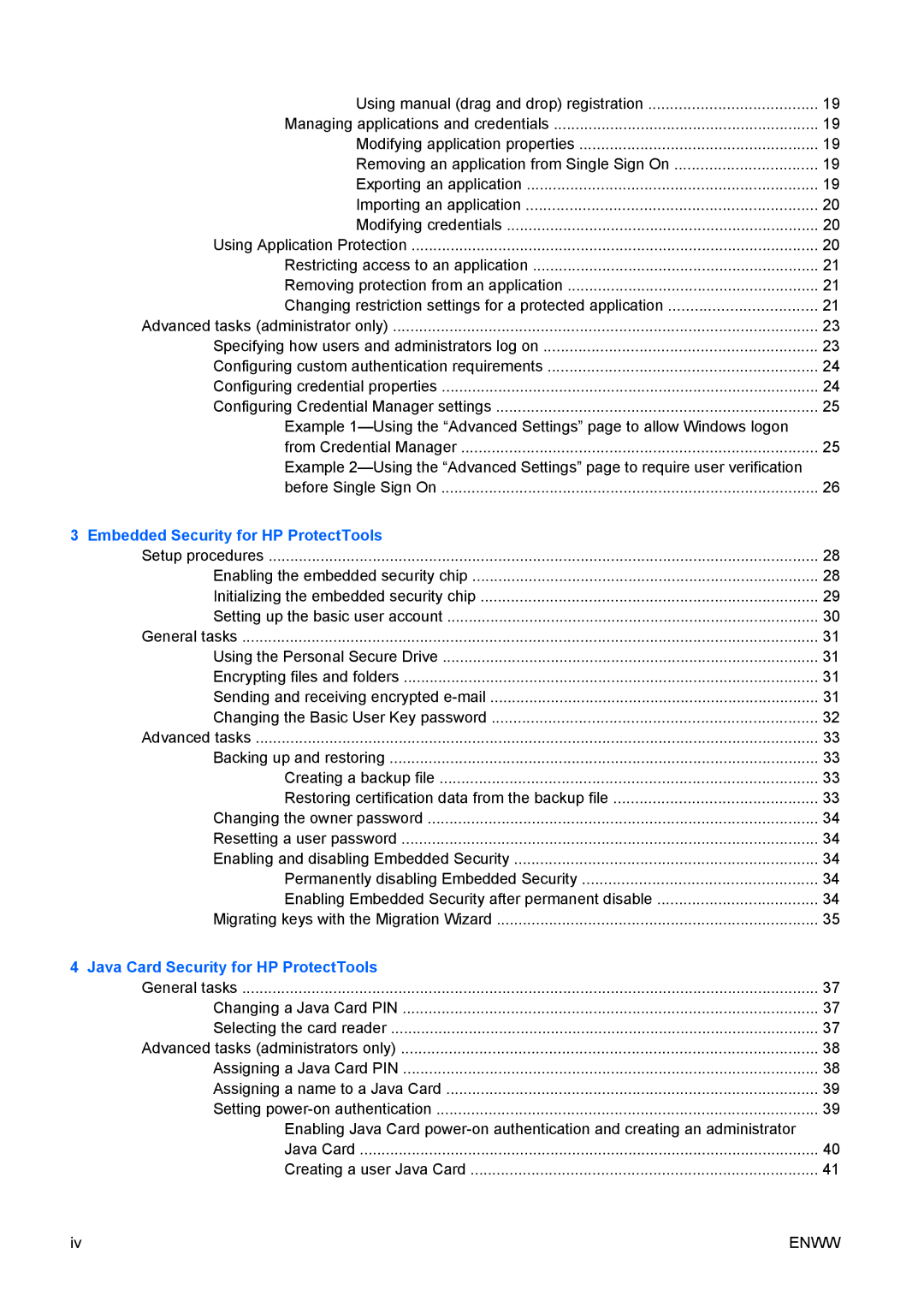 HP dc73 Blade Client manual Embedded Security for HP ProtectTools, Java Card Security for HP ProtectTools 