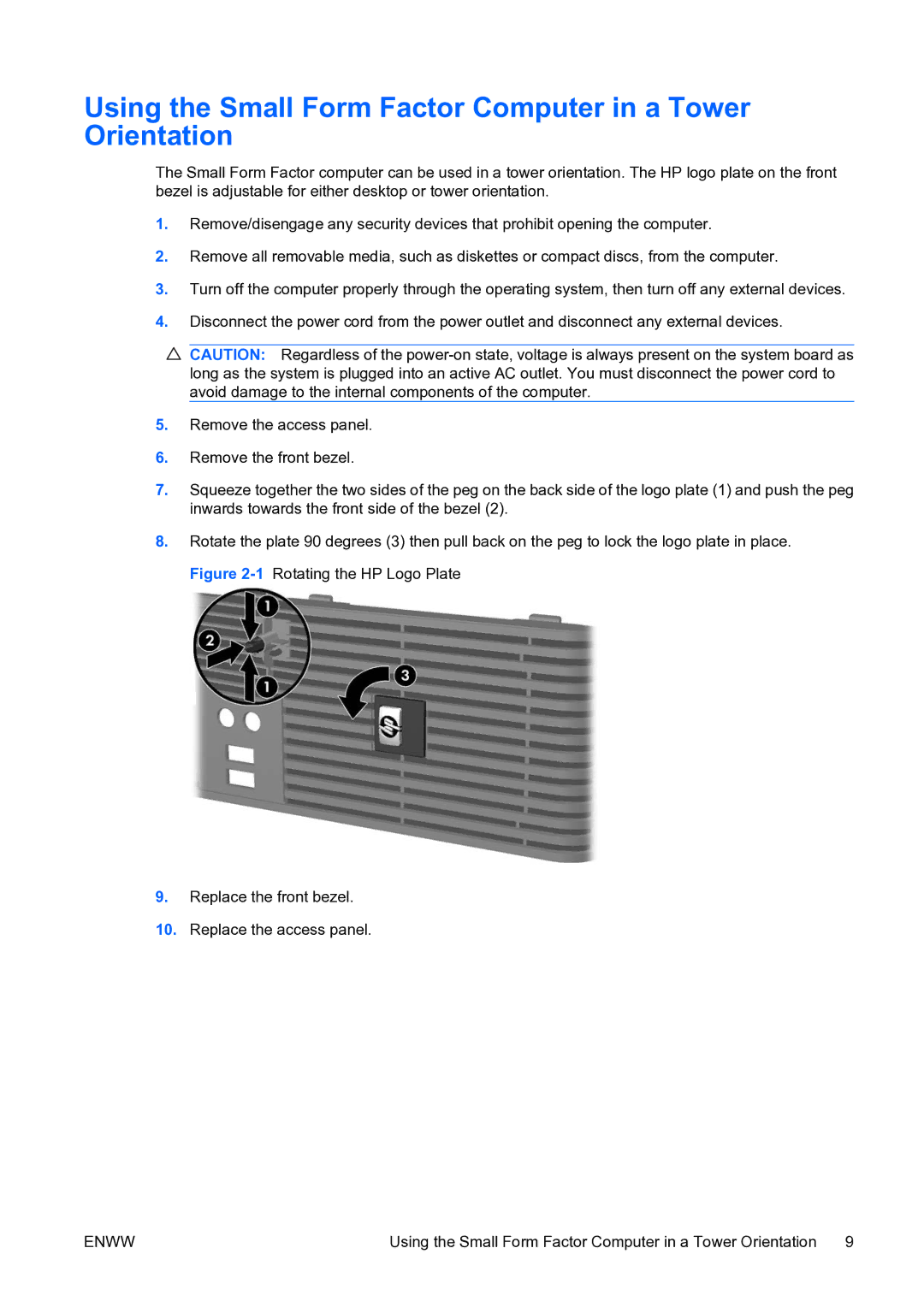 HP dc73 Blade Client manual Using the Small Form Factor Computer in a Tower Orientation 