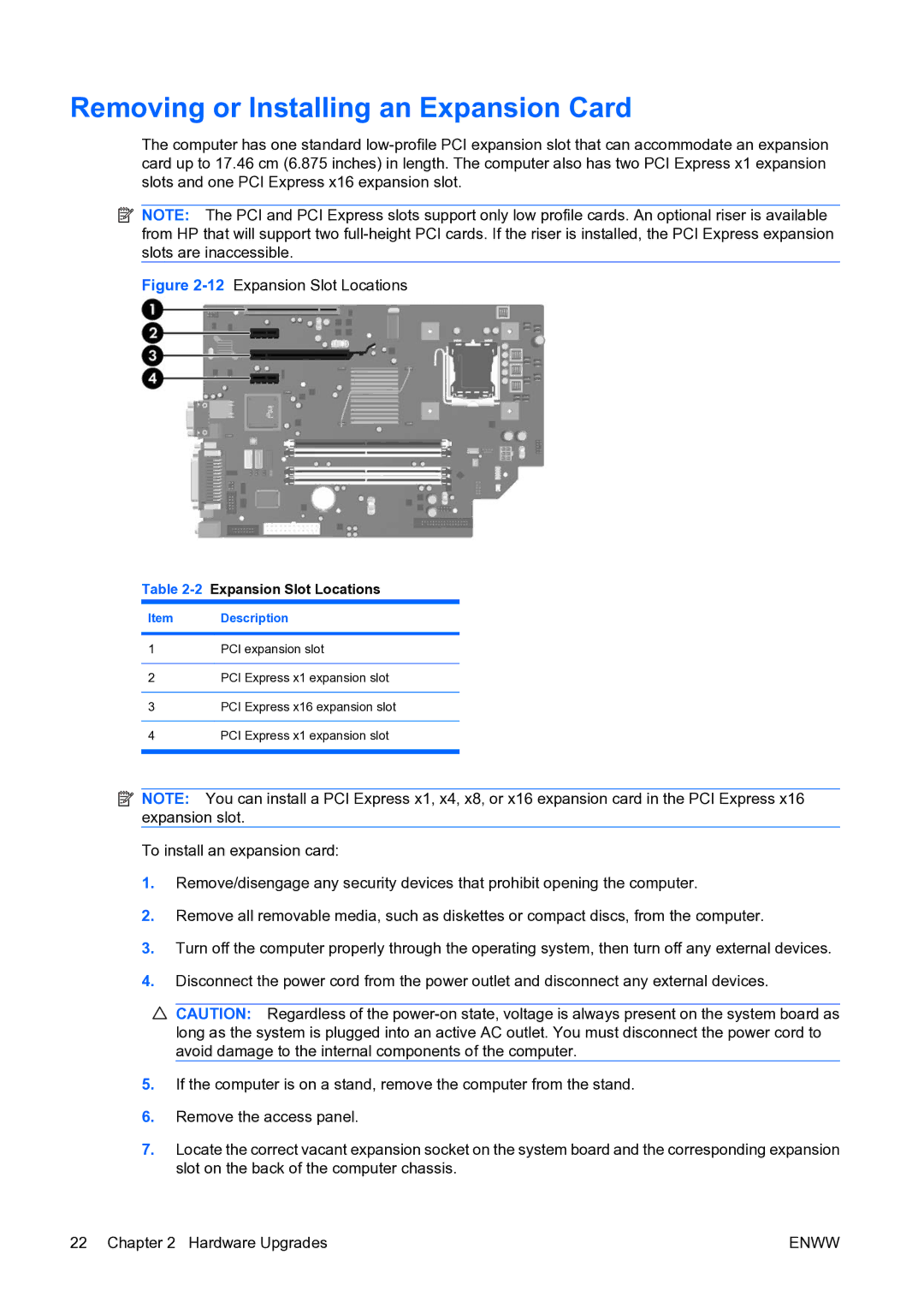 HP dc73 Blade Client manual Removing or Installing an Expansion Card, 2Expansion Slot Locations 