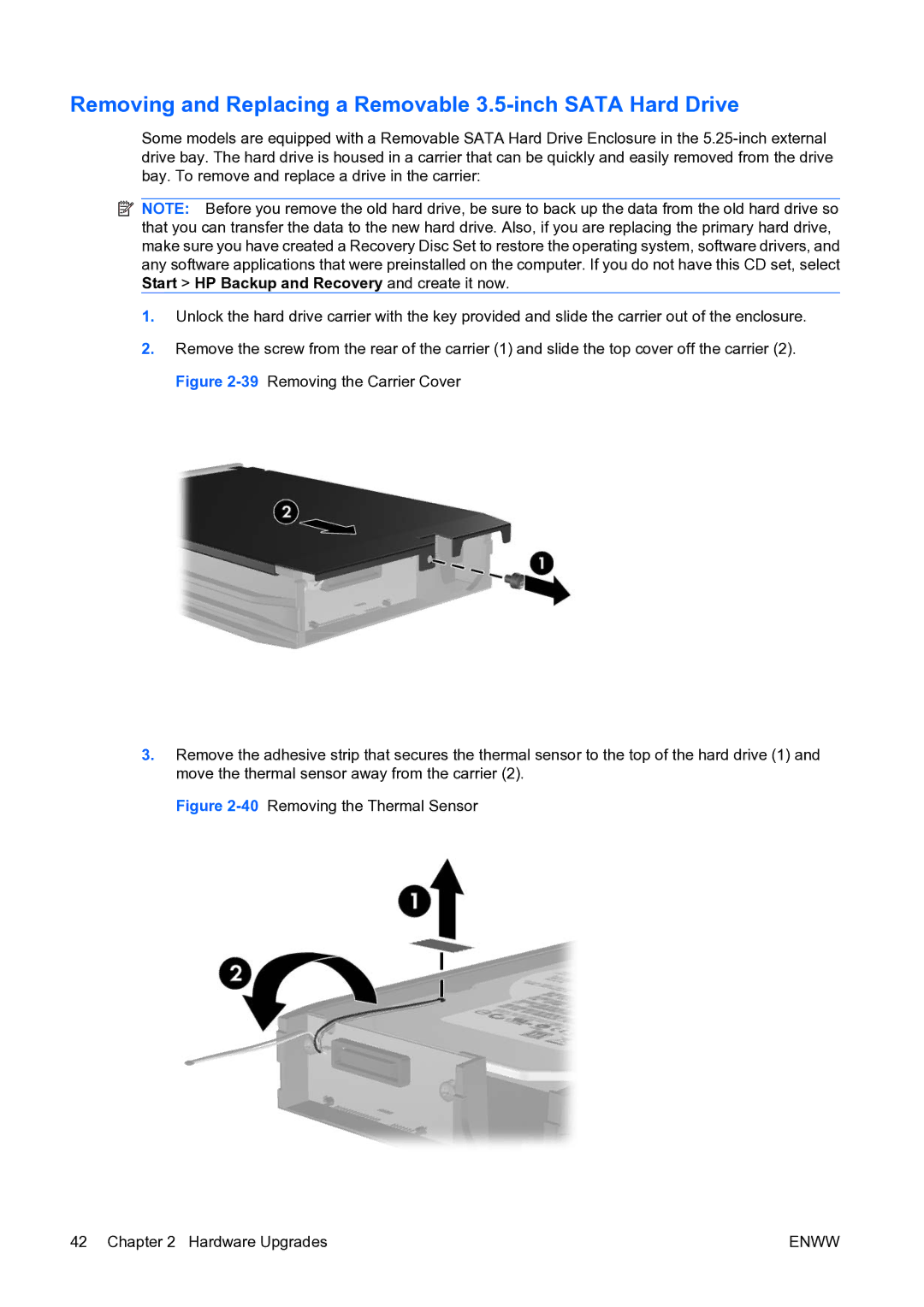 HP dc73 Blade Client manual Removing and Replacing a Removable 3.5-inch Sata Hard Drive 