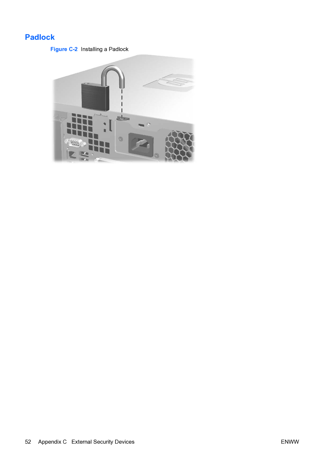 HP dc73 Blade Client manual Padlock 