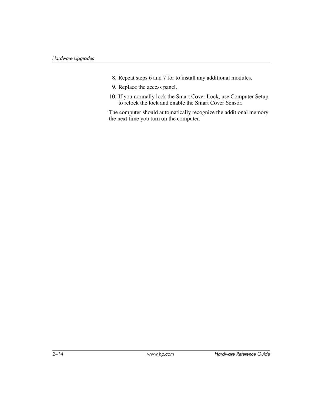 HP dc7600 tower manual Hardware Upgrades 