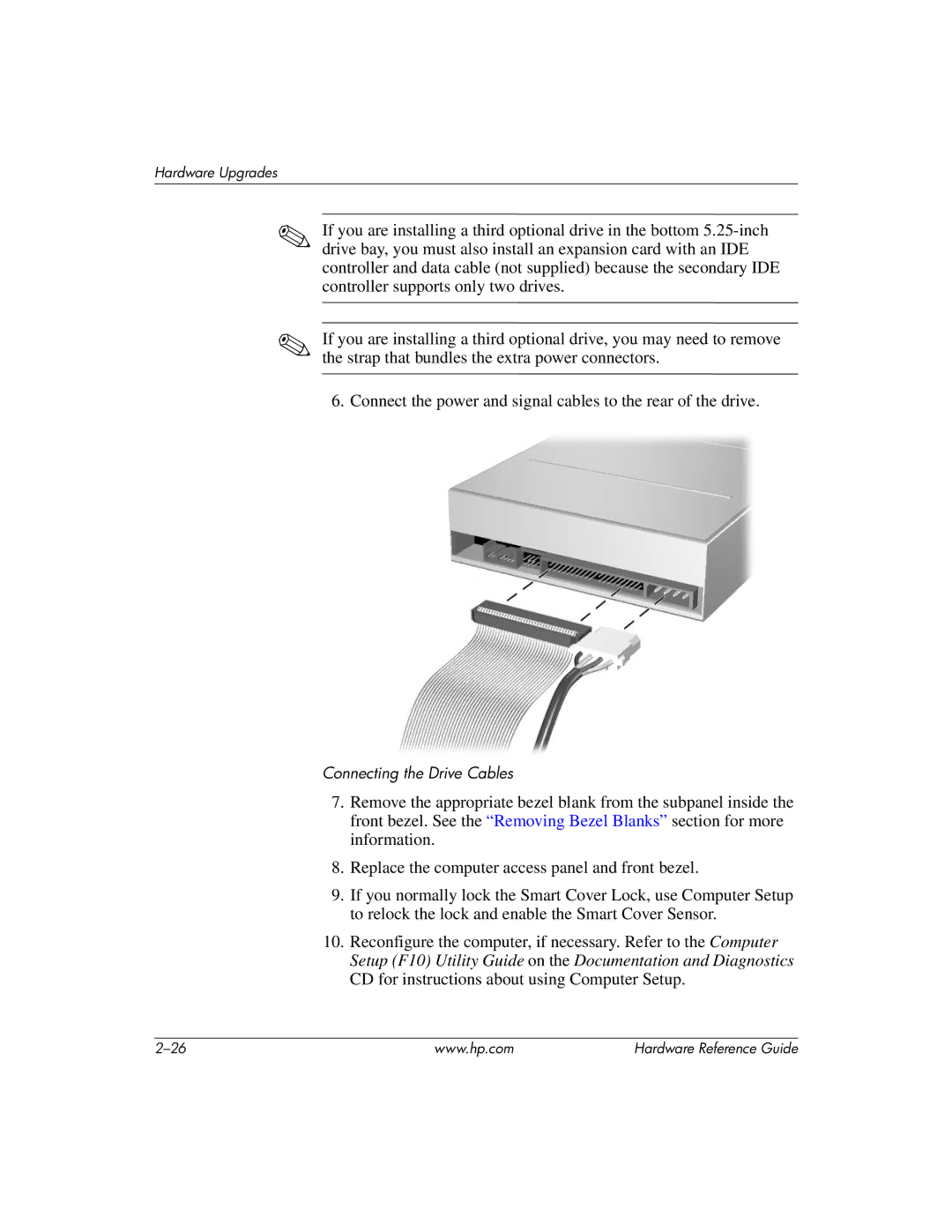 HP dc7600 tower manual Connecting the Drive Cables 