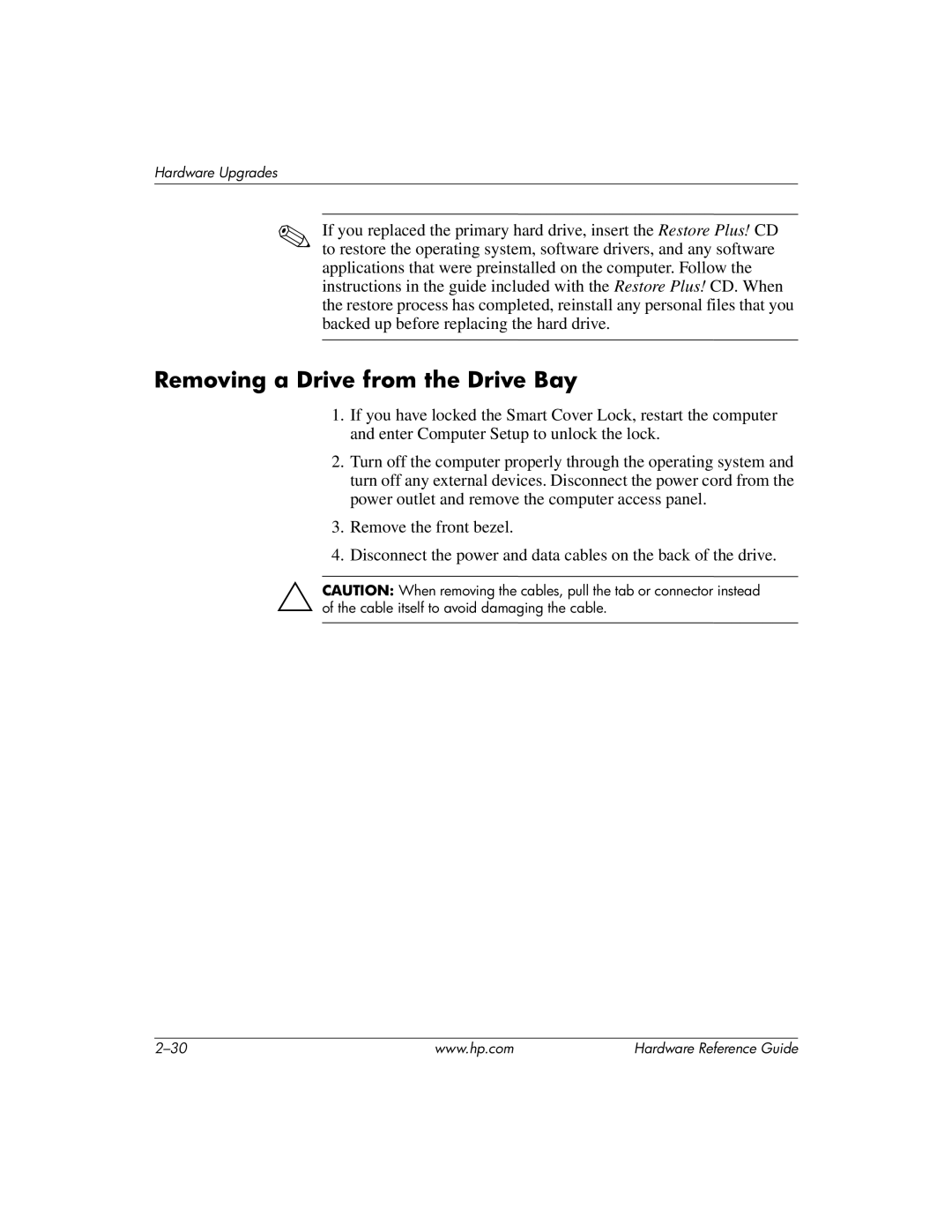 HP dc7600 tower manual Removing a Drive from the Drive Bay 