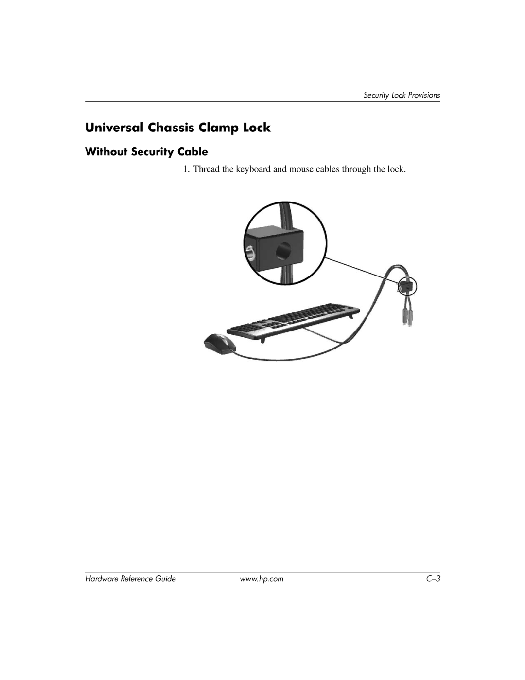 HP dc7600 tower manual Universal Chassis Clamp Lock, Without Security Cable 