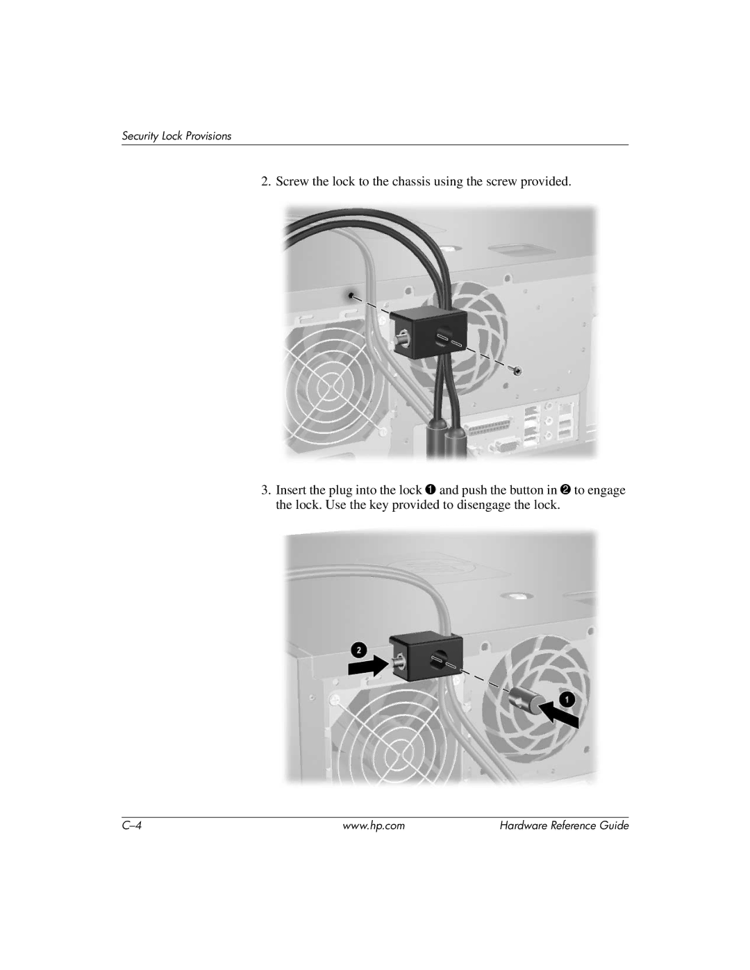 HP dc7600 tower manual Security Lock Provisions 