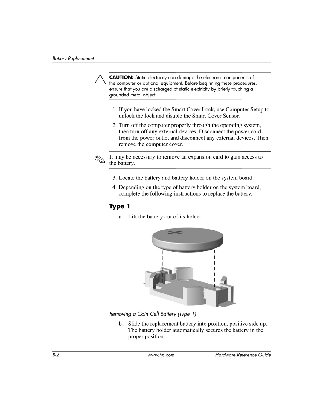 HP dc7600 manual Type 