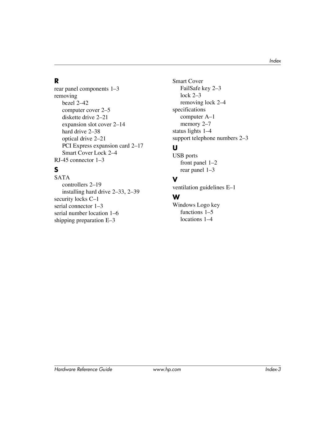 HP dc7600 manual Index-3 