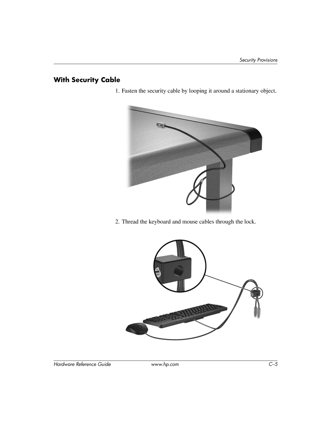 HP dc7600 manual With Security Cable 