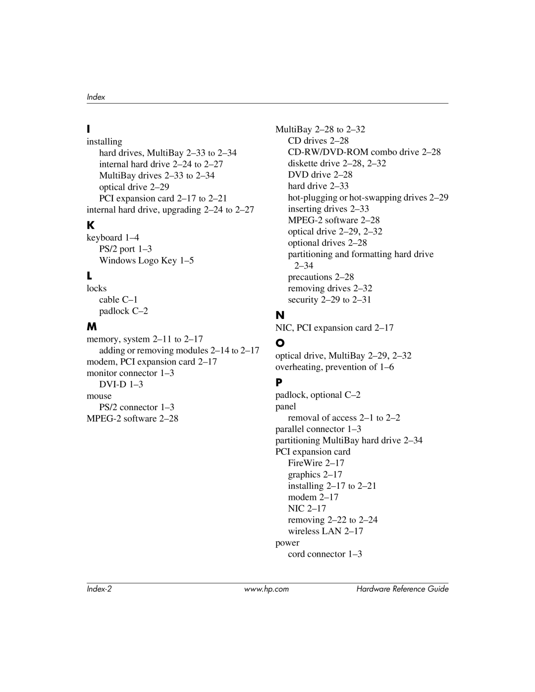 HP dc7600 manual Index 