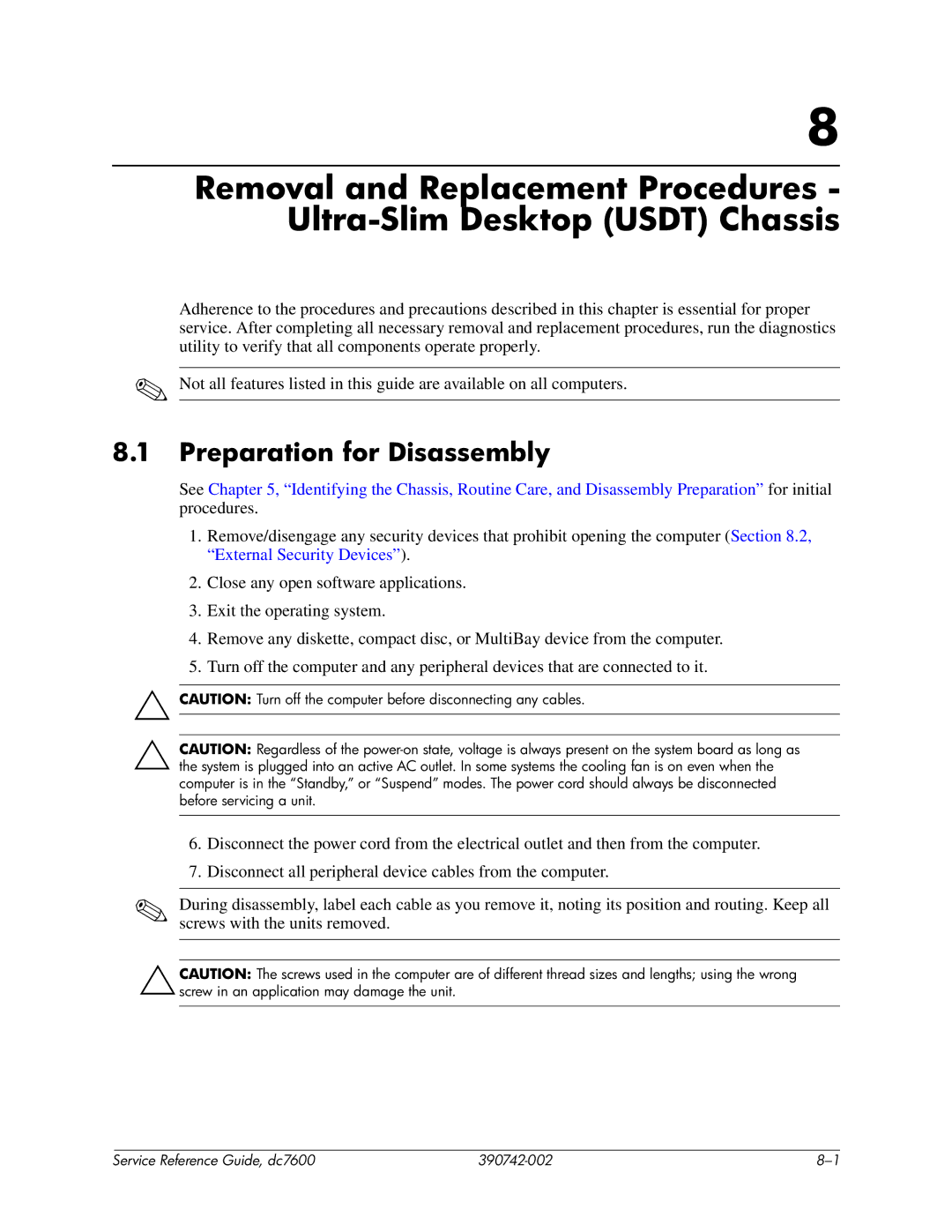 HP dc7608 manual Preparation for Disassembly 