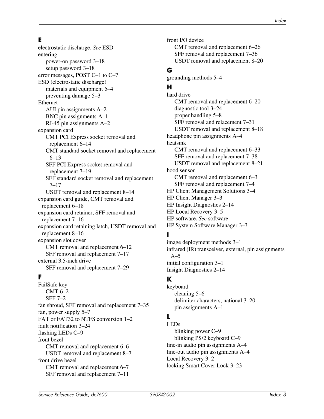 HP dc7608 manual Index-3 