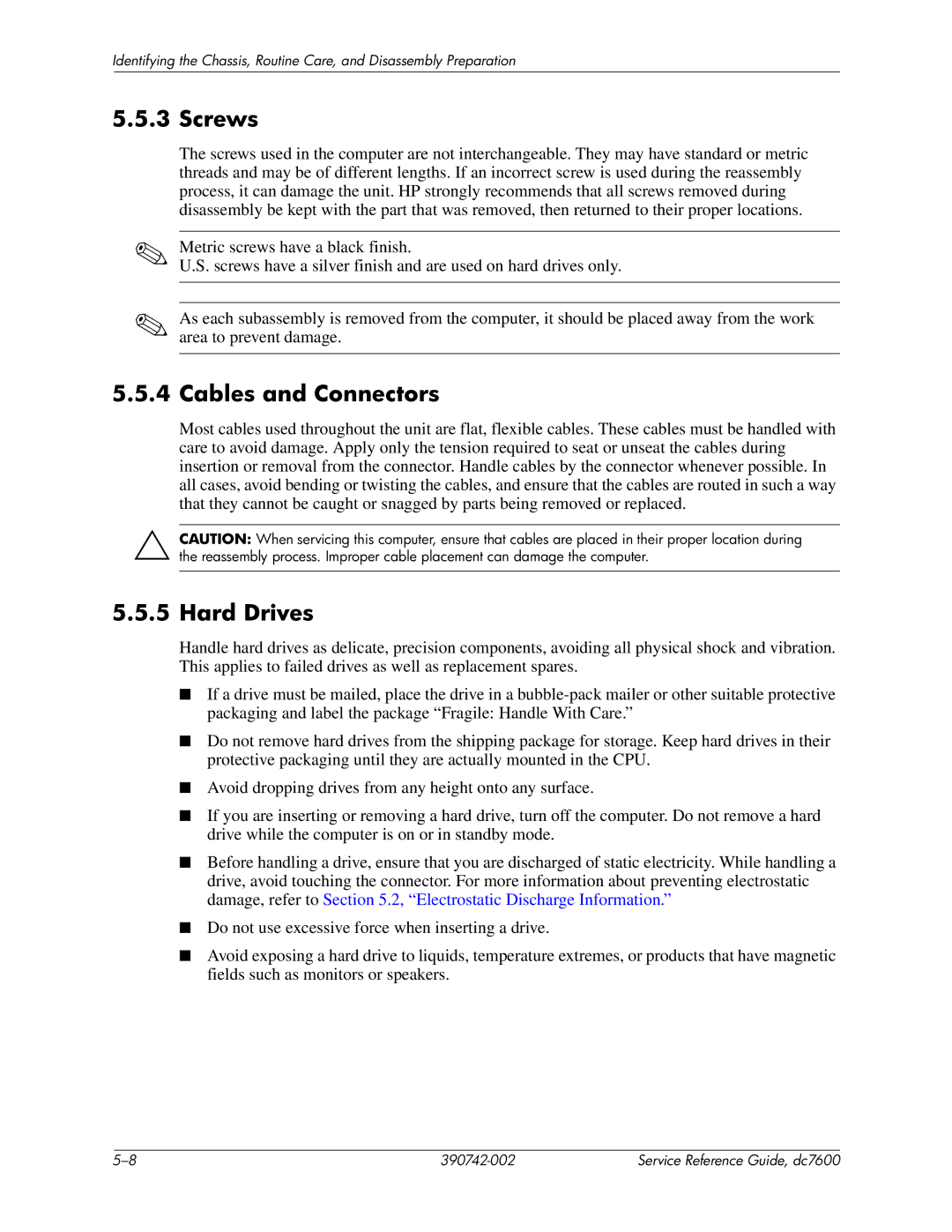 HP dc7608 manual Screws, Cables and Connectors, Hard Drives 