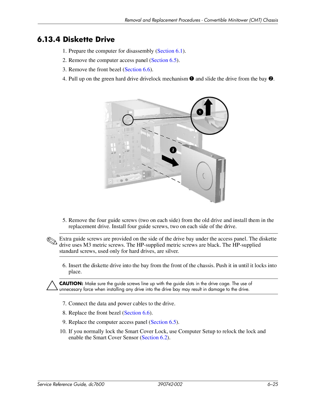 HP dc7608 manual Diskette Drive 