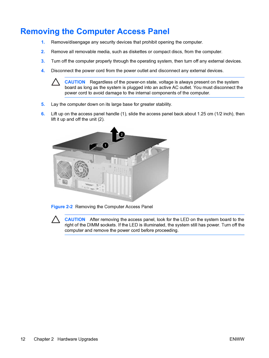 HP dc7700 tower manual 2Removing the Computer Access Panel Hardware Upgrades 