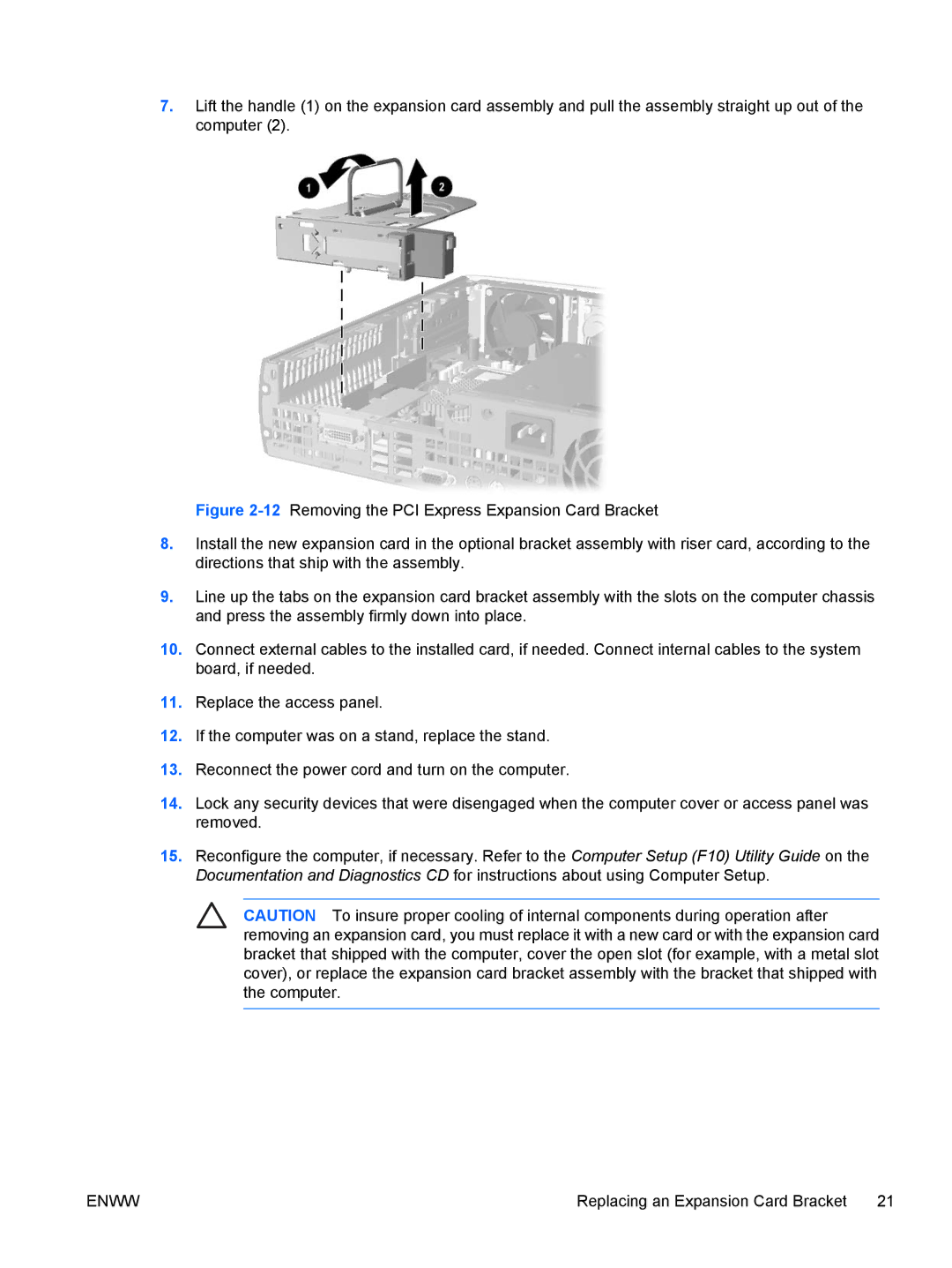 HP dc7700 manual Replacing an Expansion Card Bracket 