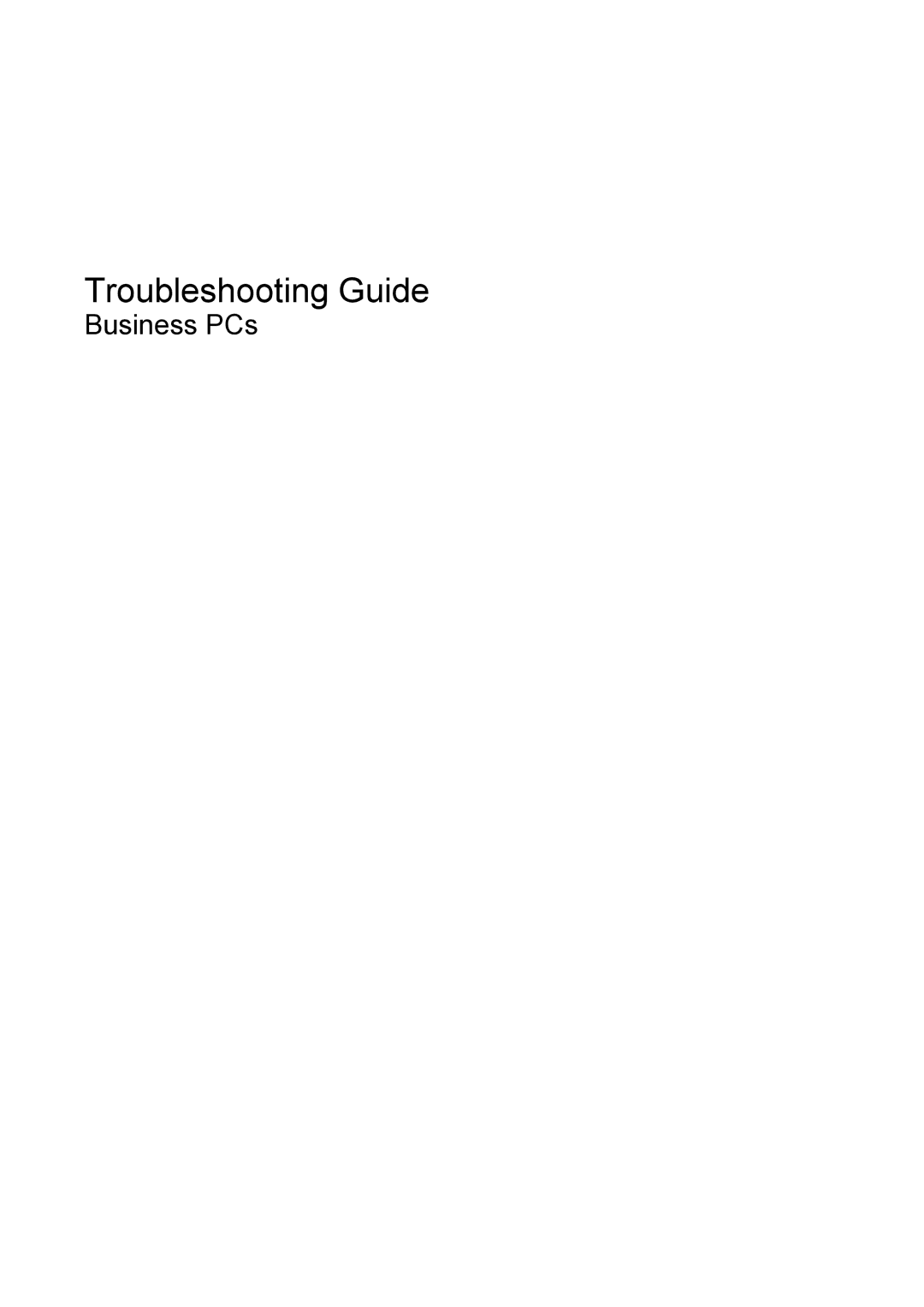 HP dc7800 tower manual Troubleshooting Guide 