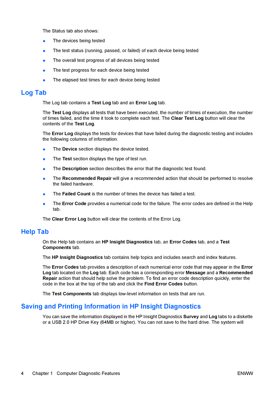 HP dc7800 tower manual Log Tab 