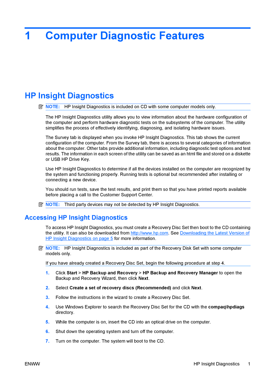 HP dc7800 tower manual HP Insight Diagnostics 