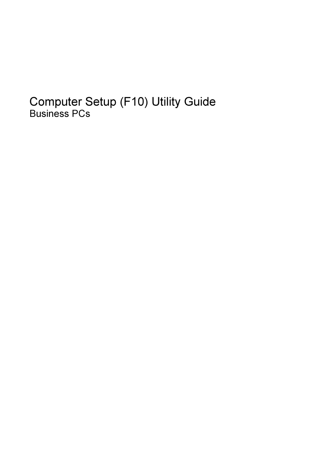 HP dc7800 tower manual Computer Setup F10 Utility Guide 