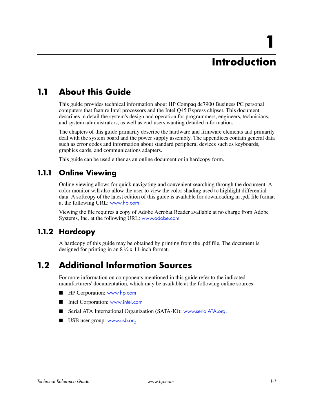 HP dc7800 tower manual Introduction, About this Guide, Additional Information Sources, Online Viewing, Hardcopy 