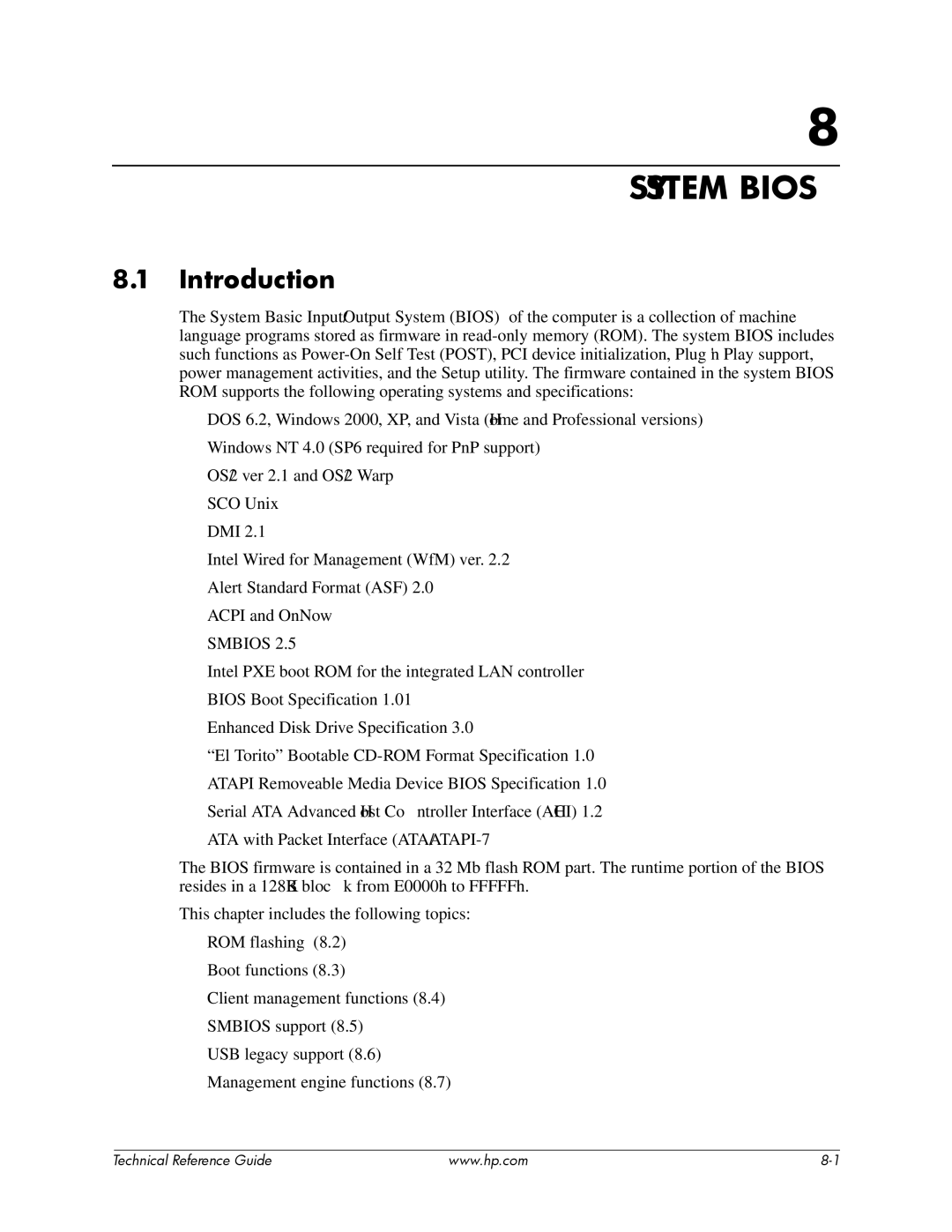 HP dc7800 tower manual System Bios 